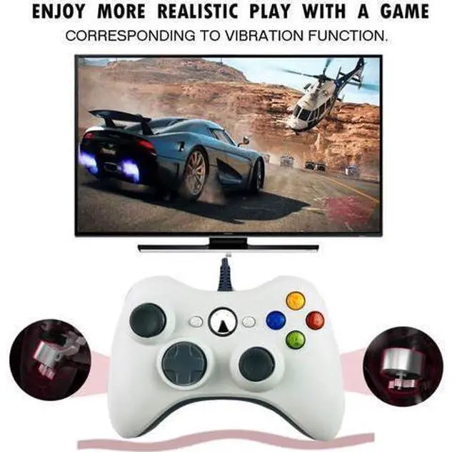 Alt view image 4 of 7 - Reiso Xbox 360 Controller, 7.2 ft USB Wired PC Controller Compatible with Microsoft Xbox 360 & Slim 360 PC Windows (Black and White)
