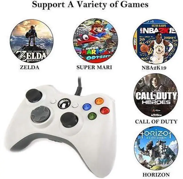 Alt view image 5 of 7 - Reiso Xbox 360 Controller, 7.2 ft USB Wired PC Controller Compatible with Microsoft Xbox 360 & Slim 360 PC Windows (Black and White)
