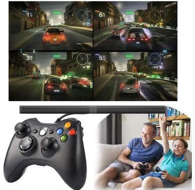 Alt view image 6 of 7 - Reiso Xbox 360 Controller, 7.2 ft USB Wired PC Controller Compatible with Microsoft Xbox 360 & Slim 360 PC Windows (Black and White)