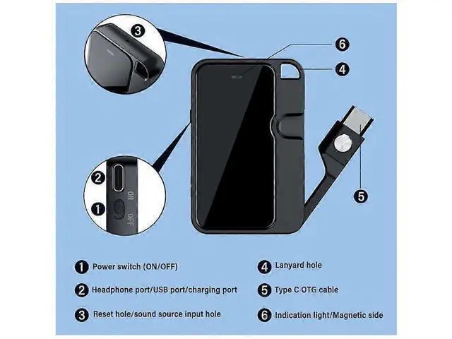 Alt view image 4 of 5 - Ecocleanpath 64GB Mini Magnetic Voice Recorder with OTG, 45H Battery & Noise Reduction for Lectures/Meetings