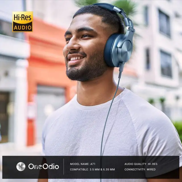 Alt view image 12 of 14 - Oneodio A71 New Stereo Wired Over Ear Portable Headphone With Mic Studio DJ Headphones Professional Monitor Recording & Mixing Headset Red Sky Blue