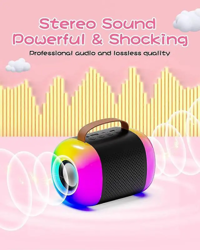 Alt view image 2 of 5 - Ecocleanpath Kids Karaoke Machine with 2 Wireless Mics, Bluetooth Speaker & LED Lights - Portable Party Gift for Ages 3-11+