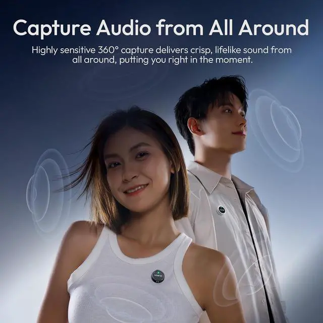 Alt view image 6 of 7 - DeuninkerA21 Drawer Wireless Microphone for iPhone 14/13/12/11(2TX + Lightning RX), Mini Lapel Mic with 32khz 24bit, AI Noise Reduction, Ultralight Button TX, 36H Battery for Video Recording, Streamin