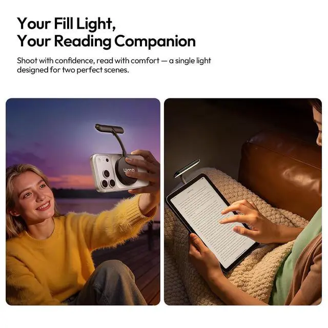 Alt view image 3 of 7 - Deuninker M10 Magnetic Selfie Light - Gooseneck LED Phone Fill Light Portable Video Lighting, 5 Brightness Levels & Modes, Flexible Neck LED Lights for iPhone/Android/Photo/Reading