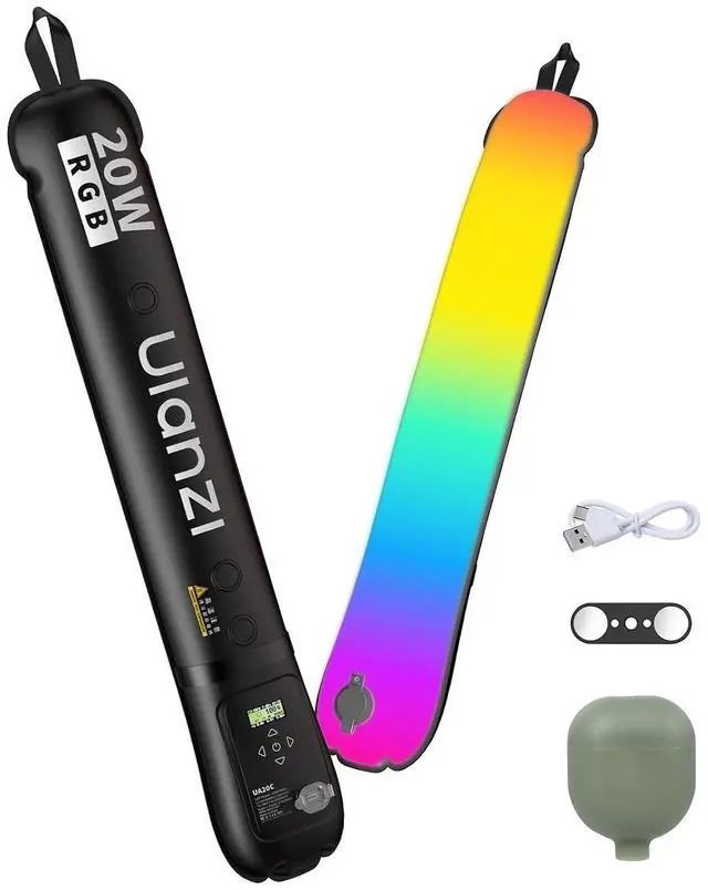 Main image of Deuninker UA20C RGB Tube Light, 20W Inflatable LED Fill Light for Video Recording & Photo Photography, 1800K10000K CRI95 2500mAh Cordless Magnetic Portable Handheld TPU Video Lighting Wand w 1/4 Mount