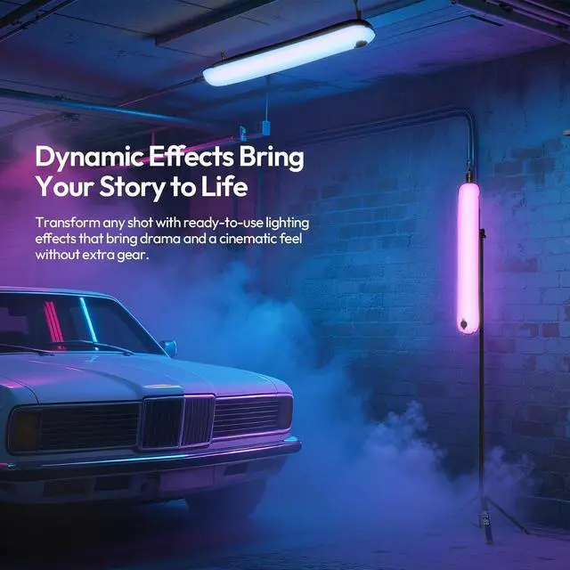 Alt view image 2 of 7 - Deuninker UA20C RGB Tube Light, 20W Inflatable LED Fill Light for Video Recording & Photo Photography, 1800K10000K CRI95 2500mAh Cordless Magnetic Portable Handheld TPU Video Lighting Wand w 1/4 Mount