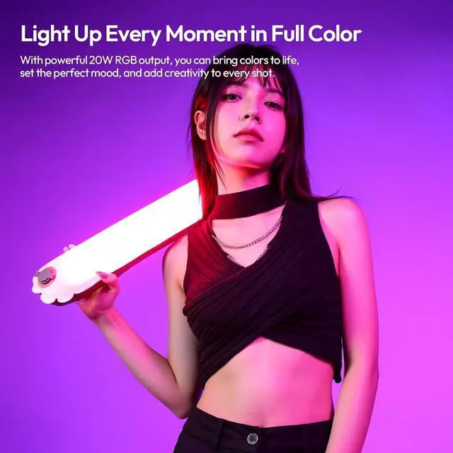 Alt view image 4 of 7 - Deuninker UA20C RGB Tube Light, 20W Inflatable LED Fill Light for Video Recording & Photo Photography, 1800K10000K CRI95 2500mAh Cordless Magnetic Portable Handheld TPU Video Lighting Wand w 1/4 Mount