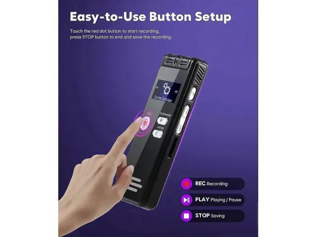 Alt view image 2 of 5 - Ecocleanpath 64GB Voice Activated Recorder with Playback, Dual Mic & Noise Reduction - Black