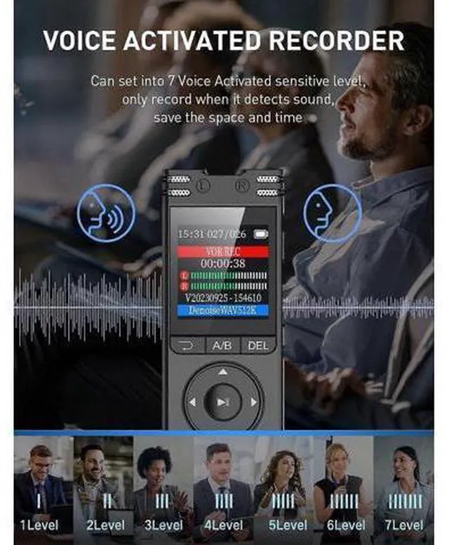 Alt view image 8 of 10 - Ecocleanpath 64GB Voice Activated Recorder with Playback - HD Recording for Lectures, Meetings, Password Protected