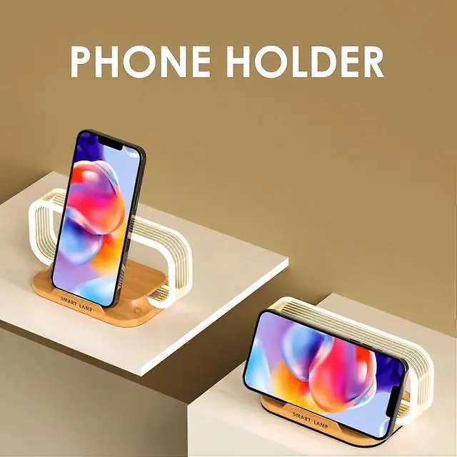 Alt view image 3 of 5 - Deuninker Modern Touch Bedside Lamp with 15W Fast Wireless Charger & USB Port, Dimmable LED Nightstand Light for Bedroom