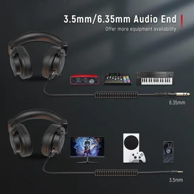 Alt view image 6 of 7 - DeuninkerStudio Microphone 6.35mm/3.5mm Headphones Bundle, USB PC Condenser Microphone with Scissor Arm Stand, Shock Mount, Monitor Over-Ear Headphones, for Instruments Recording Podcasting (T669+H8)