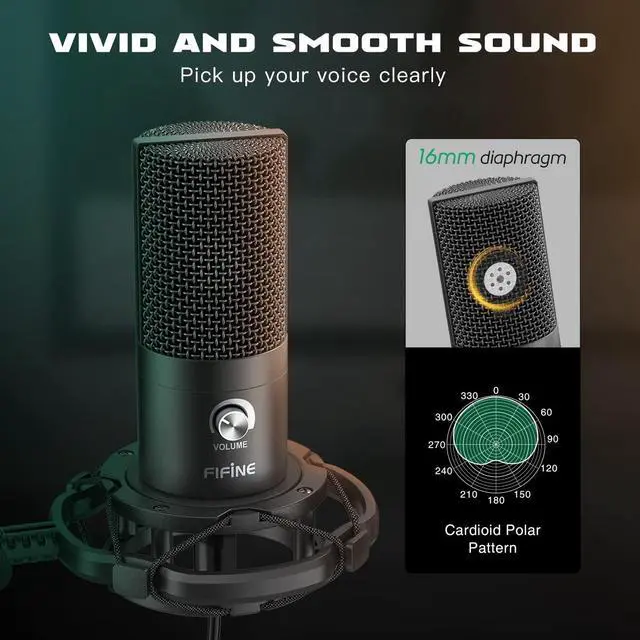 Alt view image 3 of 7 - Deuninker Studio Condenser Microphone USB PC Recording Microphone for Voice-Over, Podcast, Vocal - 7.1 Surround Sound RGB Headset for Laptop (T669+H6)
