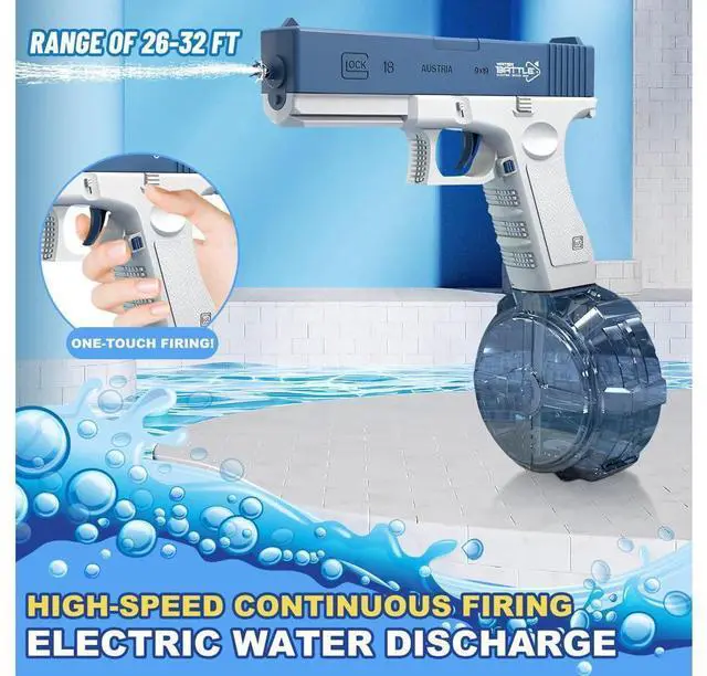 Main image of Electric Water Pistol Water gun for Adults and Children, 434 CC+ 58 CC Large Capacity Strongest Water Sprayer Summer Pool Beach Party Toy Blue