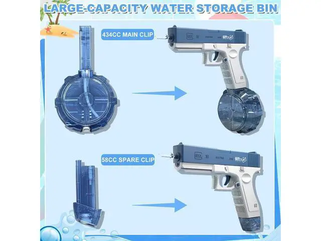 Alt view image 2 of 6 - Electric Water Pistol Water gun for Adults and Children, 434 CC+ 58 CC Large Capacity Strongest Water Sprayer Summer Pool Beach Party Toy Blue