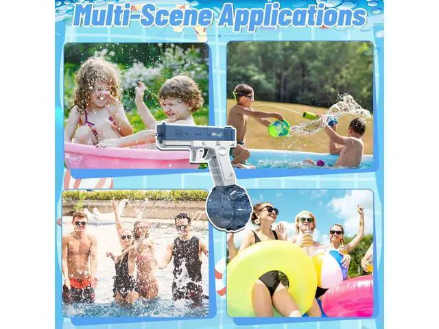 Alt view image 4 of 6 - Electric Water Pistol Water gun for Adults and Children, 434 CC+ 58 CC Large Capacity Strongest Water Sprayer Summer Pool Beach Party Toy Blue
