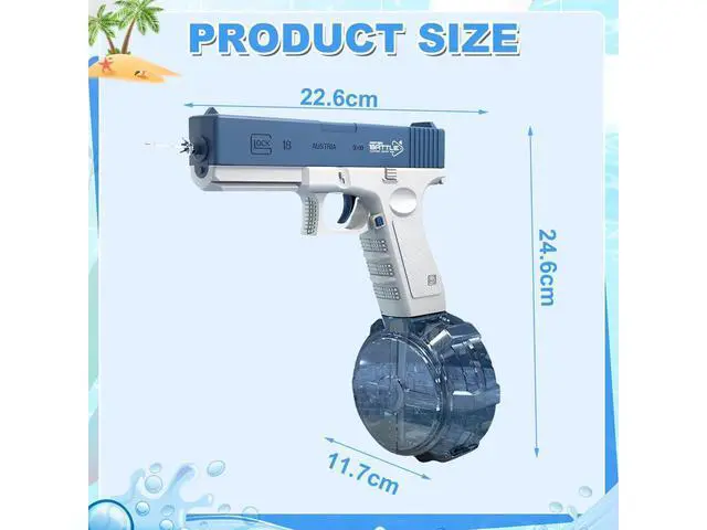 Alt view image 6 of 6 - Electric Water Pistol Water gun for Adults and Children, 434 CC+ 58 CC Large Capacity Strongest Water Sprayer Summer Pool Beach Party Toy Blue