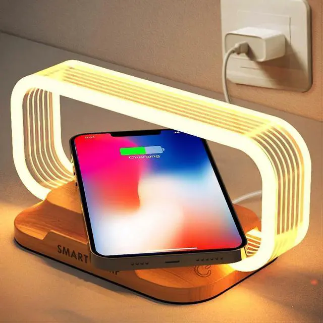 Alt view image 7 of 10 - Ecocleanpath 10W Fast Wireless Charging Nightstand Lamp - Stepless Dimmable Bedside Light with 3 Modes