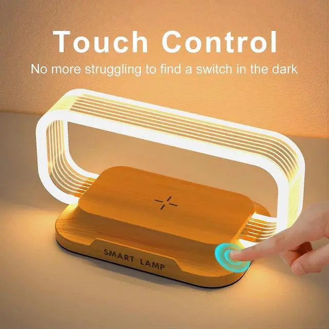Alt view image 10 of 10 - Ecocleanpath 10W Fast Wireless Charging Nightstand Lamp - Stepless Dimmable Bedside Light with 3 Modes