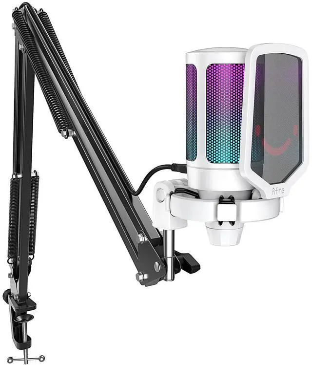 Main image of Deuninker Streaming Gaming USB Microphone Kit, PC Condenser RGB Mic Compatible with PS4/PS5, Plug and Play for Music Recording, Online Game, Discord, Twitch, with Pop Filter, Shock Mount-A6T White