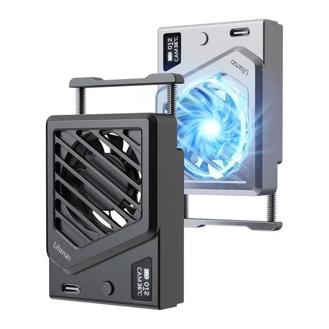 Alt view image 6 of 6 - Deuninker Camera Cooling Fan with Spring Telescopic Mount, Intelligent Real-Time Temperature Monitoring & Type-C Charging, Adjustable Mini Fan for Sony Canon FUJIFILM Nikon Video Recording