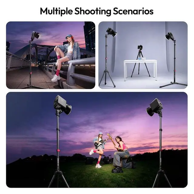 Alt view image 6 of 7 - Deuninker TT43 II Light Stand, 86.61" Lightweight Reverse-Folding Tripod with Quick-Release Tilt Head, 8.8lb Load, Detachable Center Column as Boom Pole, for Studio Photography Video Live Streaming