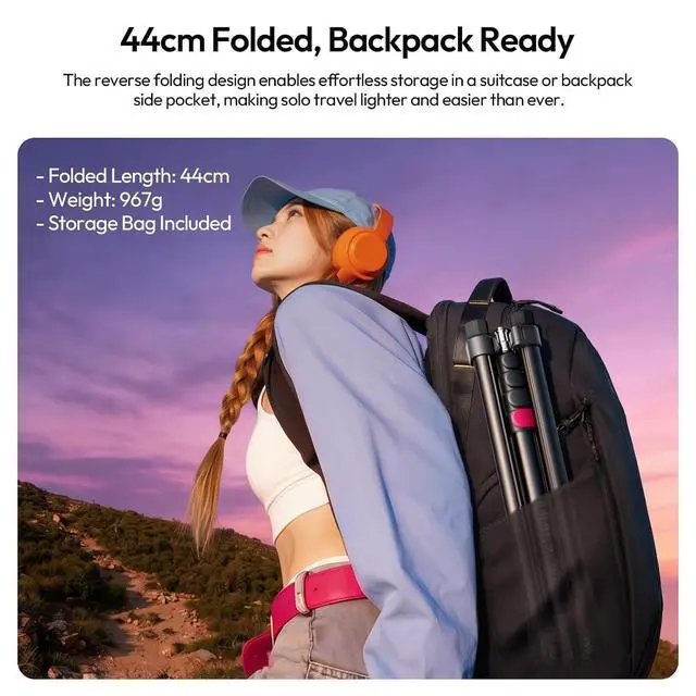 Alt view image 5 of 7 - Deuninker TT43 II Light Stand, 86.61" Lightweight Reverse-Folding Tripod with Quick-Release Tilt Head, 8.8lb Load, Detachable Center Column as Boom Pole, for Studio Photography Video Live Streaming