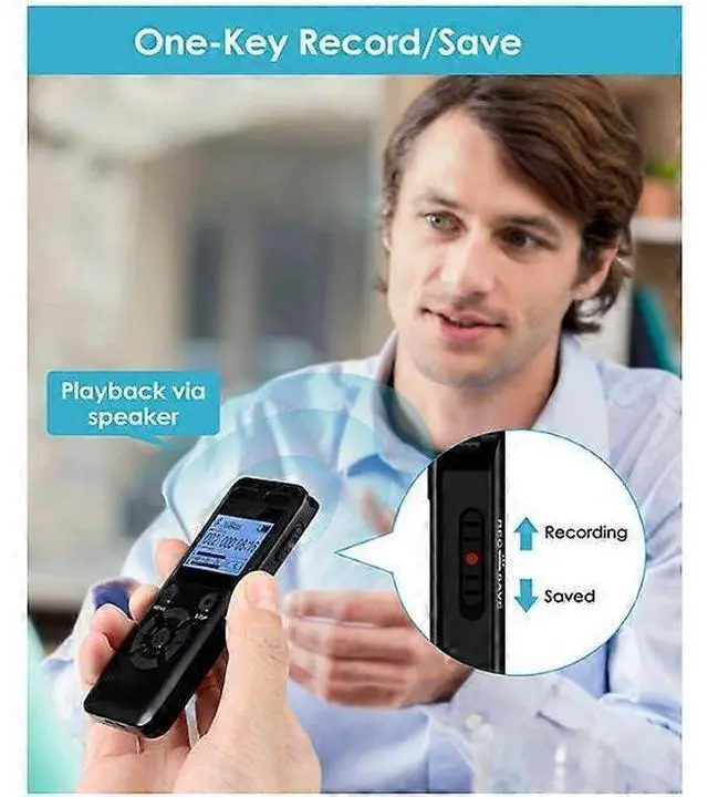 Alt view image 3 of 5 - Deuninker Digital Voice Recorder with Voice Activation, 560mAh Battery, Playback & Password Protection (Black)