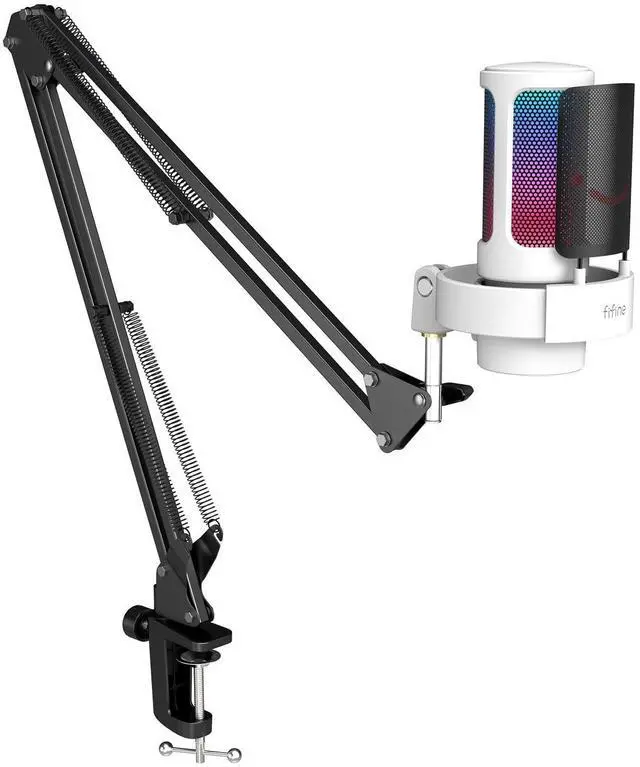 Main image of Deuninker Gaming Microphone and Arm Stand Bundle,RGB USB Condenser Mic with Headphone Jack,Light Control for Live Streaming,Metal Boom Arm with Heavy Duty Clamp for Podcasting Recording(A8W+CS1)