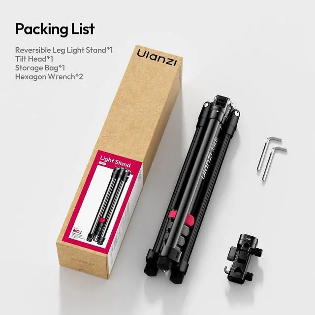 Alt view image 7 of 7 - Deuninker TT43 II Light Stand, 86.61" Lightweight Reverse-Folding Tripod with Quick-Release Tilt Head, 8.8lb Load, Detachable Center Column as Boom Pole, for Studio Photography Video Live Streaming