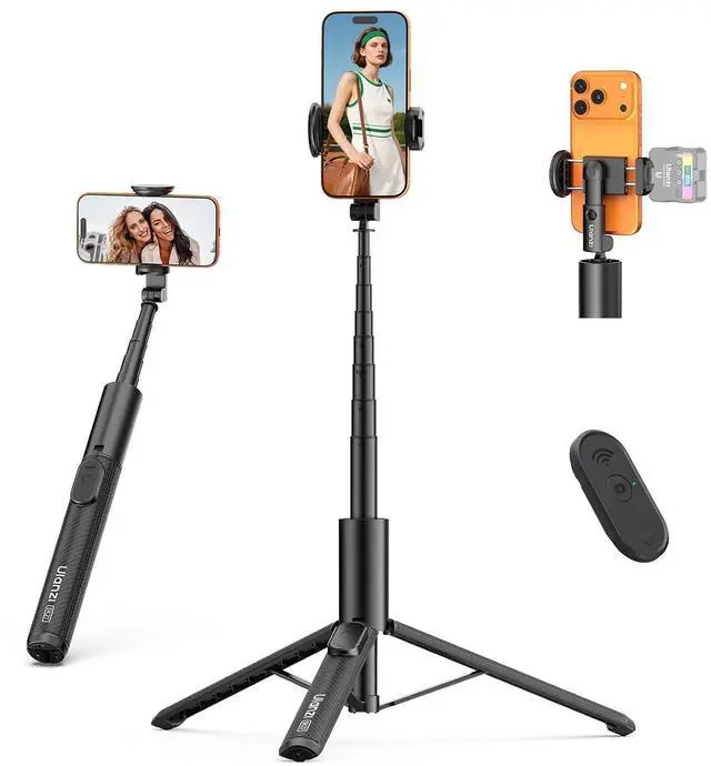 Main image of Deuninker Phone Tripod Selfie Stick, SK27 61" Extendable Selfie Stick for iPhone/Android with Wireless Remote Cold Shoe Mount, Portable Phone Tripod Stand for Video Recording, Stream, Travel, Vlogging