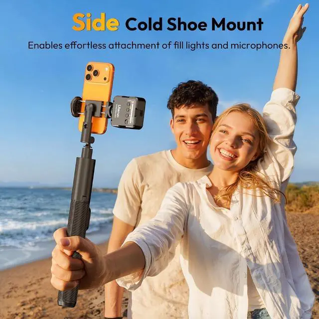 Alt view image 6 of 7 - Deuninker Phone Tripod Selfie Stick, SK27 61" Extendable Selfie Stick for iPhone/Android with Wireless Remote Cold Shoe Mount, Portable Phone Tripod Stand for Video Recording, Stream, Travel, Vlogging