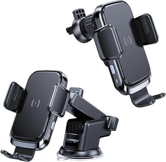 Main image of Ecocleanpath 15W Qi Car Wireless Charger & Phone Holder with Auto Sensor, One-Hand Operation (Black)
