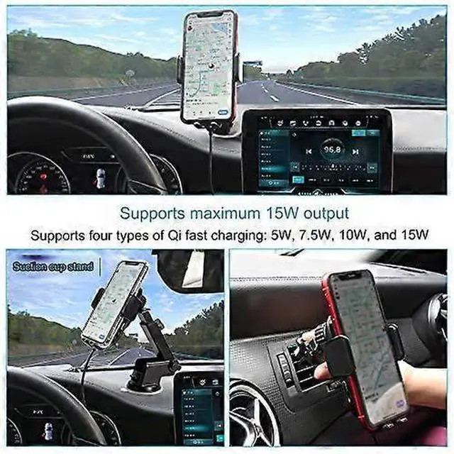Alt view image 4 of 5 - Ecocleanpath 15W Qi Car Wireless Charger & Phone Holder with Auto Sensor, One-Hand Operation (Black)