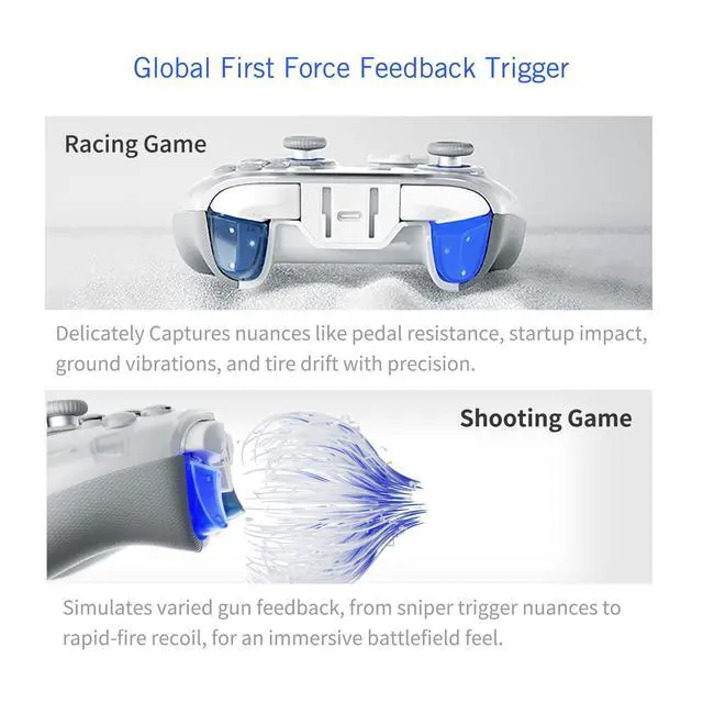Alt view image 12 of 14 - FLYDIGI APEX 4 PC Controller Force Feedback Trigger Force-Adjustable Alloy Joysitck Full-Color LCD Display 1500mAh 1000hz Report Rate Stereo Vibration PC/NS/TV/Android/Laptop