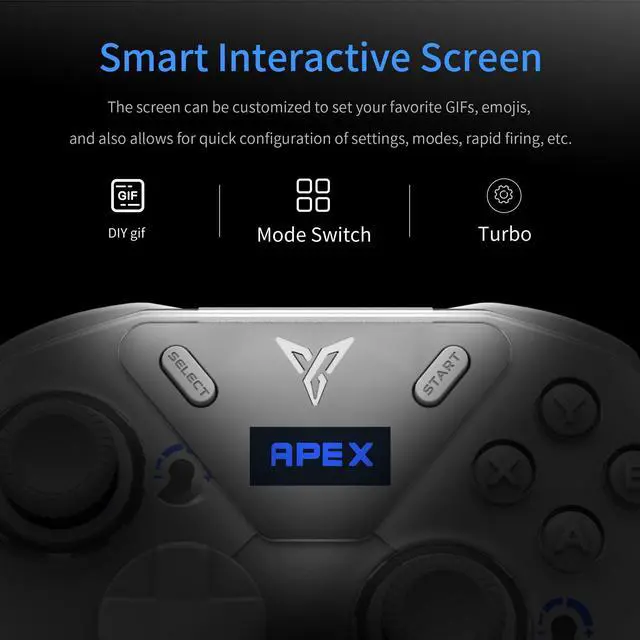 Alt view image 13 of 14 - FLYDIGI APEX 4 PC Controller Force Feedback Trigger Force-Adjustable Alloy Joysitck Full-Color LCD Display 1500mAh 1000hz Report Rate Stereo Vibration PC/NS/TV/Android/Laptop
