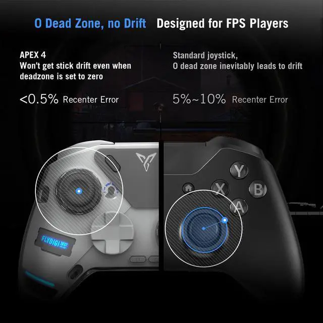Alt view image 14 of 14 - FLYDIGI APEX 4 PC Controller Force Feedback Trigger Force-Adjustable Alloy Joysitck Full-Color LCD Display 1500mAh 1000hz Report Rate Stereo Vibration PC/NS/TV/Android/Laptop