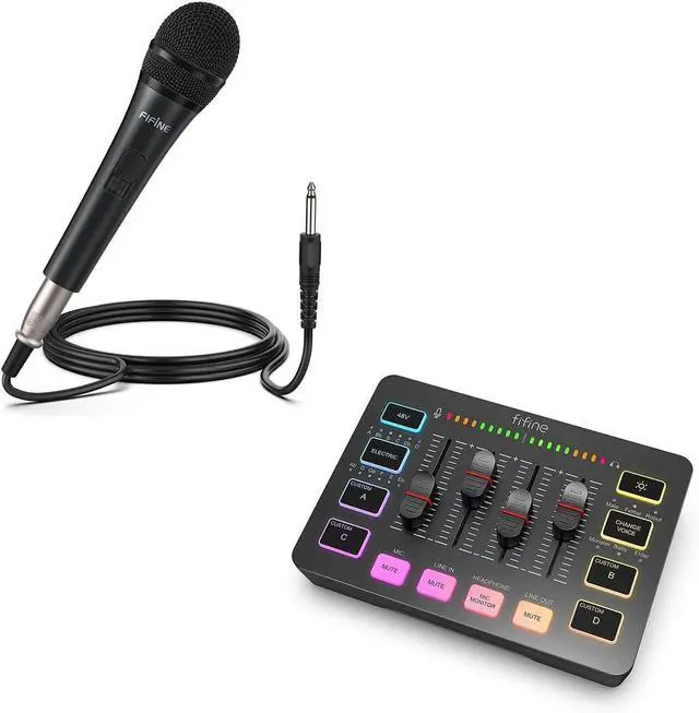Main image of Deuninker Karaoke Microphone and Streaming 4-Channel RGB Mixer, Gaming Audio Mixer with XLR Interface for Game Voice, Podcast, Recording, YouTube, Dynamic Vocal Microphone for SpeakerK6+SC3