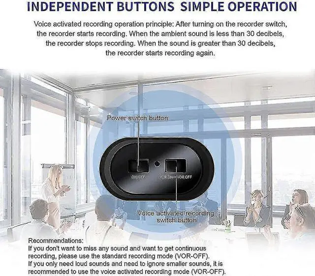 Main image of Deuninker B800LI1102H1 Mini Voice-Activated Recorder with 500H Battery & Magnetic Clip