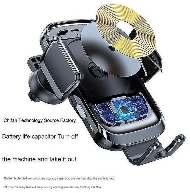 Alt view image 5 of 5 - Ecocleanpath 15W Qi Car Wireless Charger & Phone Holder with Auto Sensor, One-Hand Operation (Black)