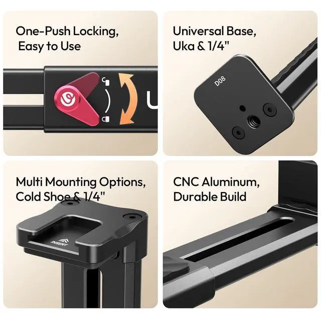 Alt view image 4 of 7 - Deuninker CA15 Aluminum iPad Tablet Tripod Mount Attachment,13.5-22 cm Adjustable Clamp Range w Top Cold Shoe, Compatible w Arca Uka 1/4'', iPad 2/3/4/Air/Air2/Pro Video Recording
