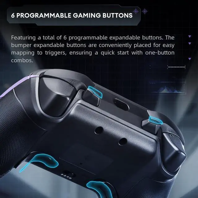Alt view image 11 of 12 - 1000HZ Wireless PC Controller for Windows PC,Switch,IOS&Android,PC Game Controller with Hall Effect Joysticks&Triggers/Gyroscope,6 Programmable Buttons
