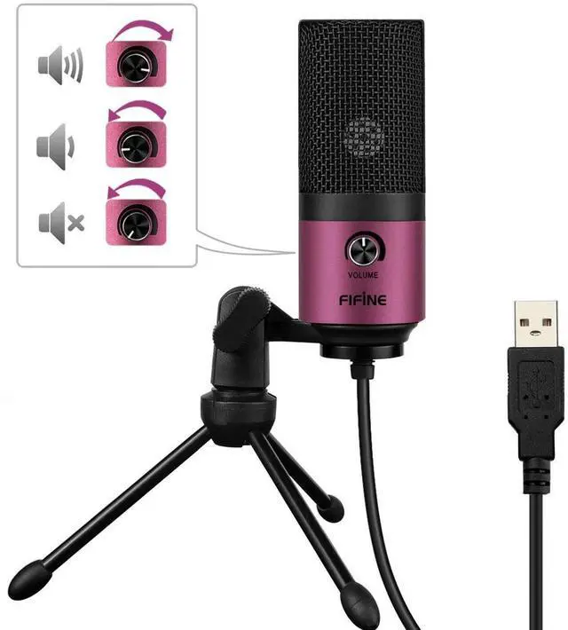 Main image of Deuninker Pink USB Mic and Studio Headphones for Recording, USB Podcasting Condenser Microphone On Computer/PS4/PS5,Wired Headphones 3.5mm/6.35mm for Streaming Recording Podcast Monitoring (K669+H8)