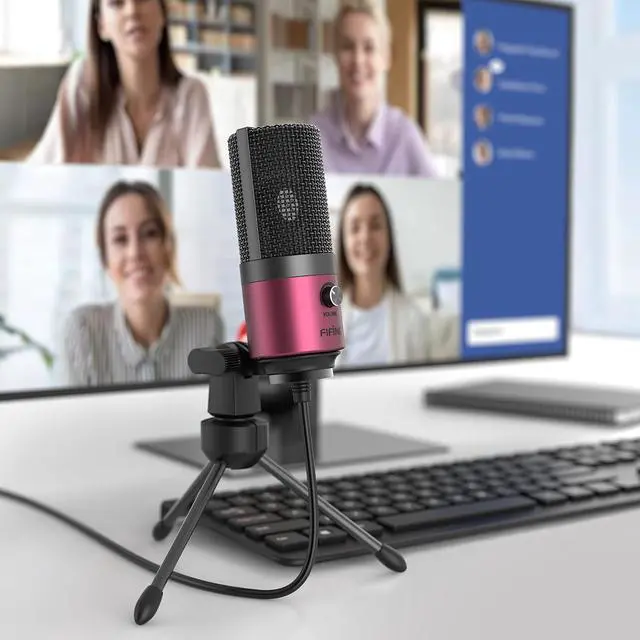 Alt view image 6 of 7 - Deuninker Recording Microphone and Pink Podcast Mic, USB PC Computer Microphone with Gain Control for Streaming,Gaming, Broadcast, Voice Over,YouTube Video, Home Studio-Green/Pink (K669G+K669)