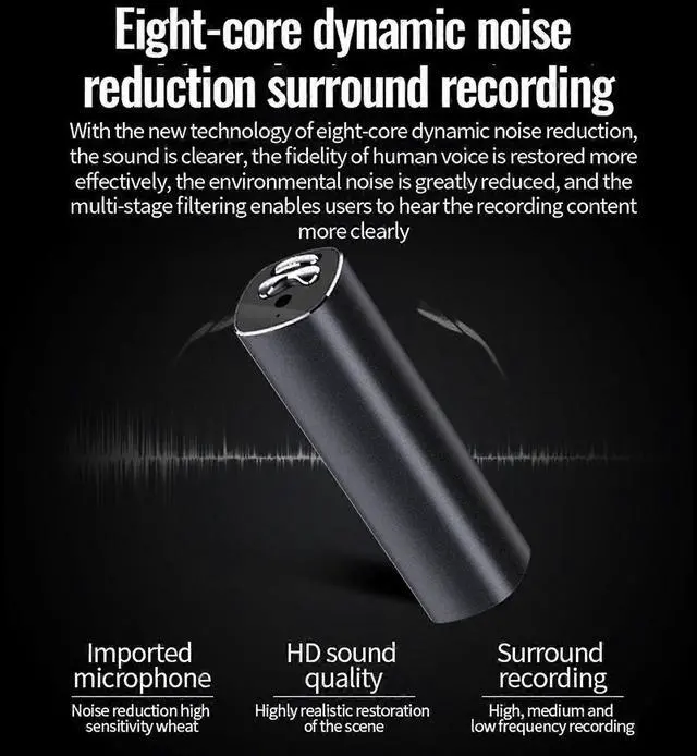 Alt view image 2 of 5 - Deuninker 16GB Magnetic MP3 Player Recorder with HD Noise Reduction & Voice Activation, Includes Earphones (Black)