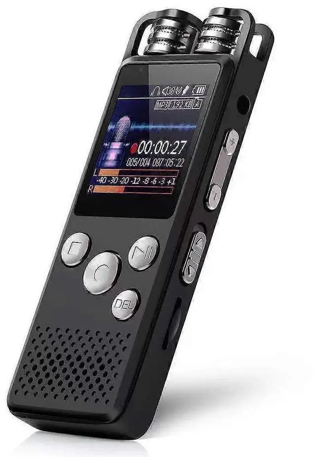 Main image of Deuninker 16GB Voice Activated Recorder with Playback, DSP Noise Cancellation, Dual Mic, MP3 & Speaker - Black
