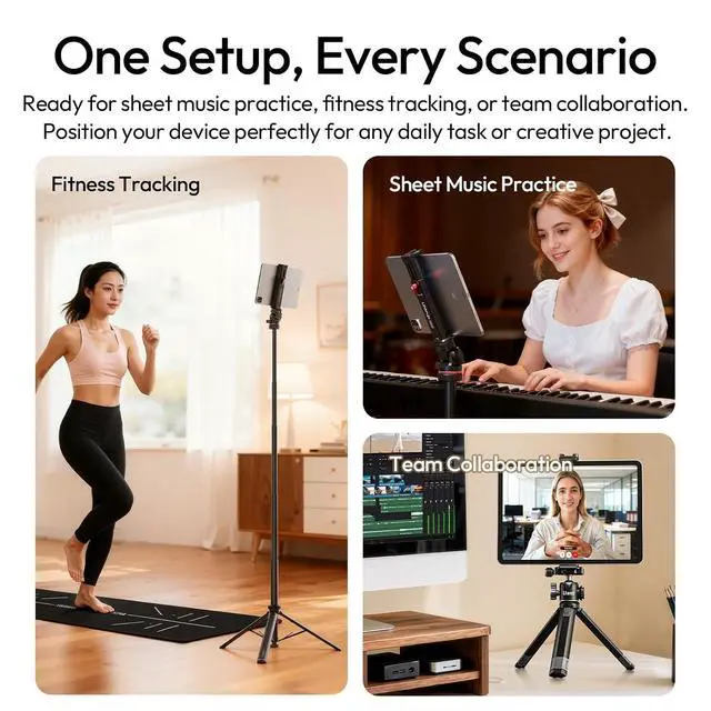 Alt view image 6 of 7 - Deuninker CA15 Aluminum iPad Tablet Tripod Mount Attachment,13.5-22 cm Adjustable Clamp Range w Top Cold Shoe, Compatible w Arca Uka 1/4'', iPad 2/3/4/Air/Air2/Pro Video Recording