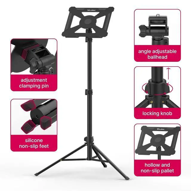Alt view image 5 of 5 - Deuninker Projector Tripod Stand, LT01 Foldable Laptop Tripod Music Stand Multifunctional DJ Racks 360° Horizontally Adjustment 23.6" to 59" for Computer Book Music Notes Sound Media DJ Equipment