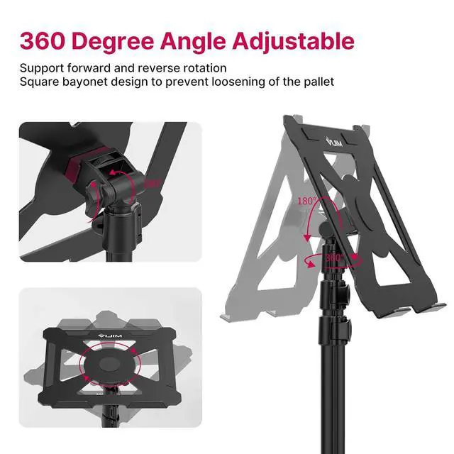 Alt view image 3 of 5 - Deuninker Projector Tripod Stand, LT01 Foldable Laptop Tripod Music Stand Multifunctional DJ Racks 360° Horizontally Adjustment 23.6" to 59" for Computer Book Music Notes Sound Media DJ Equipment