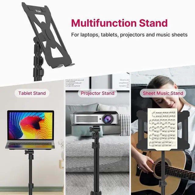 Alt view image 2 of 5 - Deuninker Projector Tripod Stand, LT01 Foldable Laptop Tripod Music Stand Multifunctional DJ Racks 360° Horizontally Adjustment 23.6" to 59" for Computer Book Music Notes Sound Media DJ Equipment