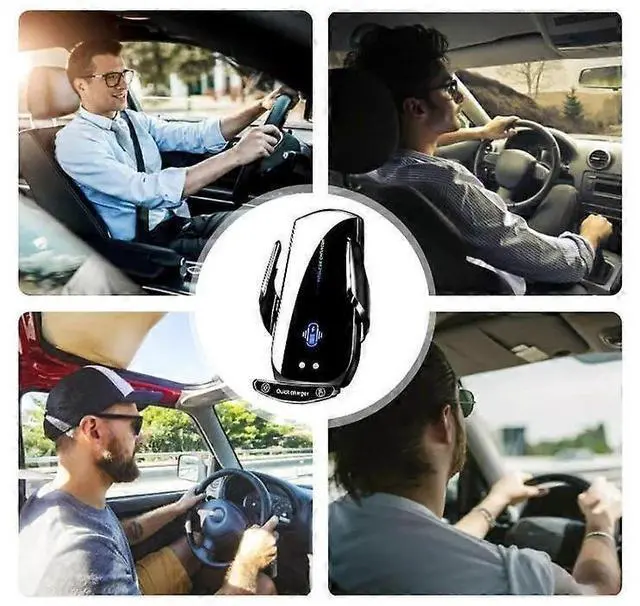 Alt view image 2 of 5 - Deuninker 15W Wireless Charging Car Mount with Cooling Fan - 360° Adjustable Alloy Phone Holder (Black)